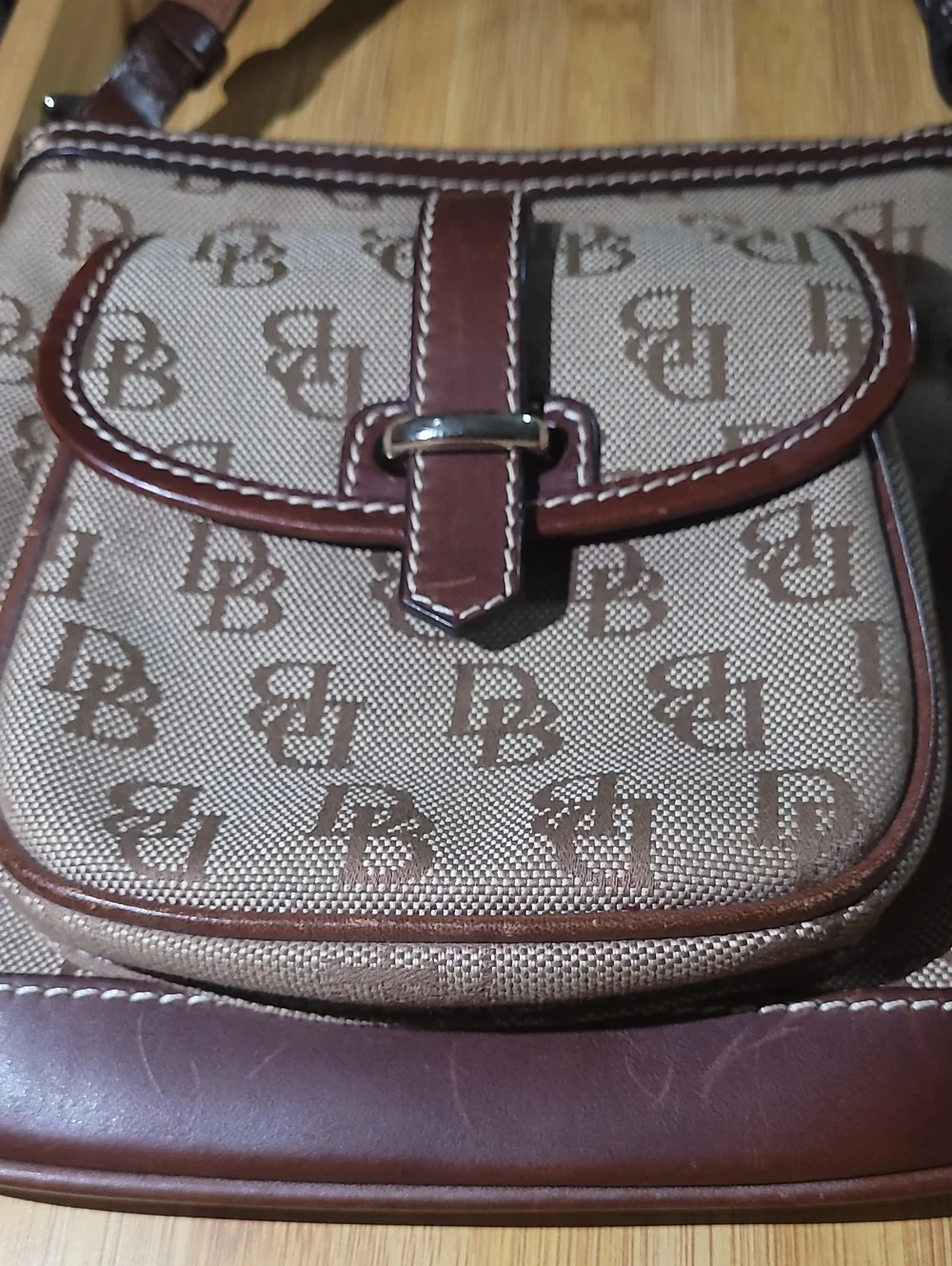 Dooney & Bourke Leather and Canvas Letter Carrier Crossbody Bag